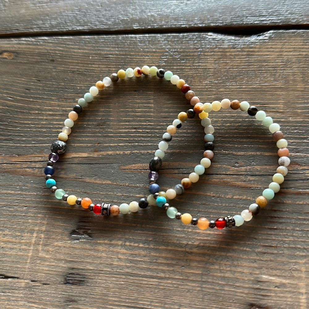 NWOT LovePray Stretch Sterling & Semi-Precious Beaded Anklet and Bracelet